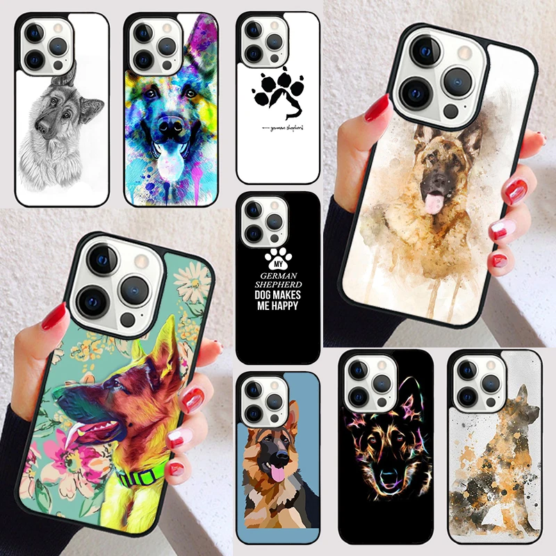 Cartoon German Shepherd Dog cover For iPhone 15 16 13 12 11 14 Pro Max Mini Max SE 2020 7 8 6S Plus Phone Case