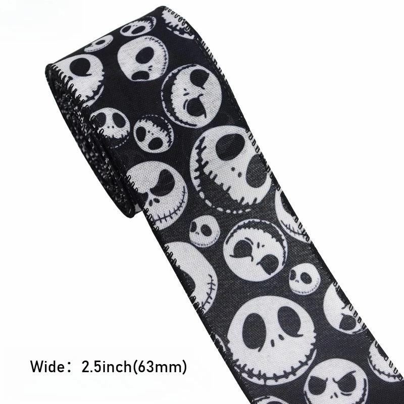 Cute DSN Cartoon The Nightmare Before Christmas Silk Ribbon with Wire Edge Bowknot Gift Packaging Strap Supplies