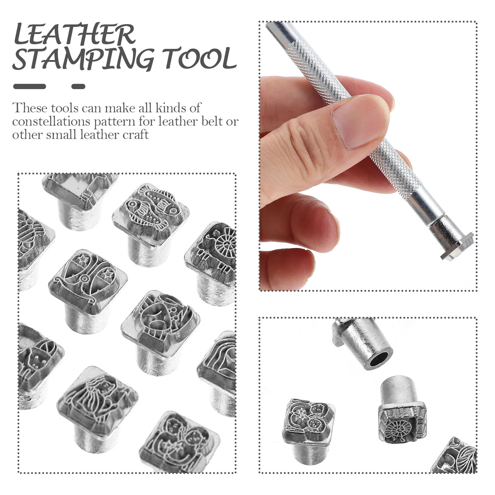 

1Set Tool Kit Premium Steel Pattern Stamps for DIY Belt Making Punch Set Craft Equipment Stamping Tool
