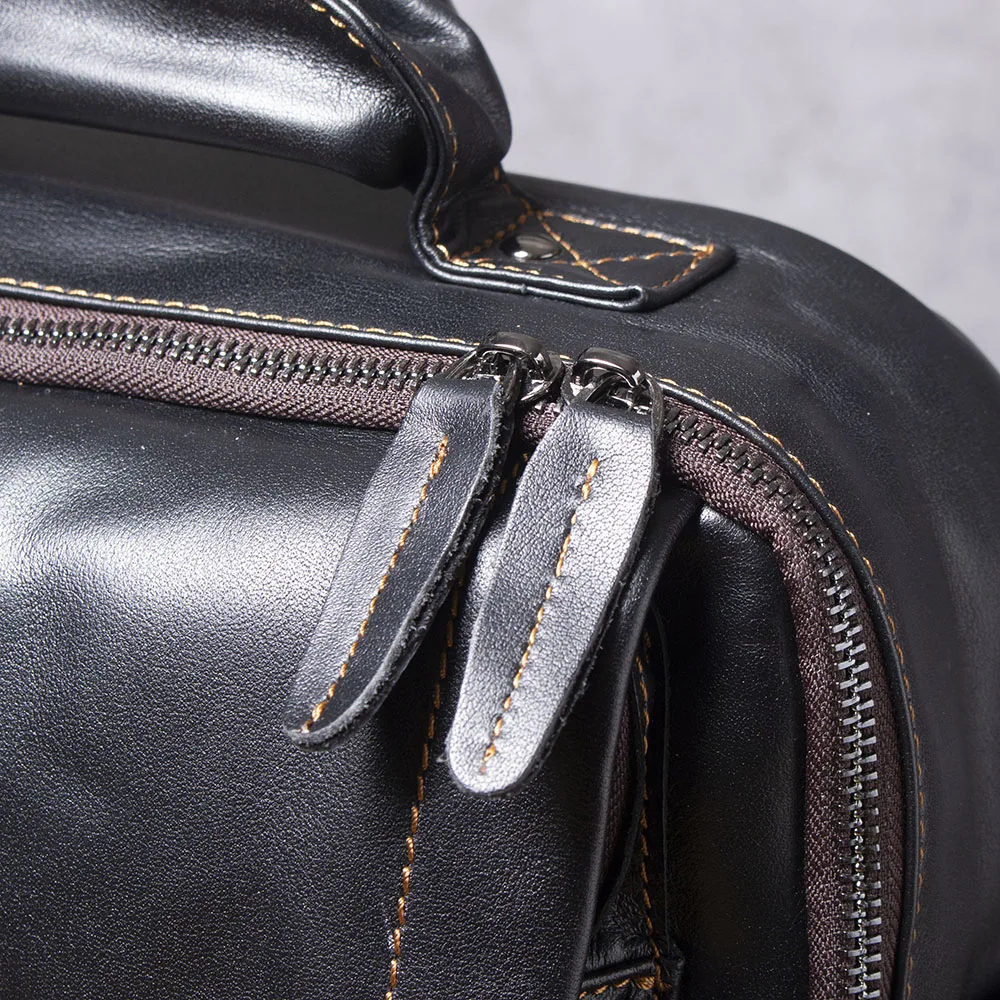 S.WORKER Lässiger Herrenrucksack aus echtem Leder, große Kapazität, 15" Laptop-Reisetasche, Schulrucksack aus Rindsleder, modische Wochenendtasche – Detail 12