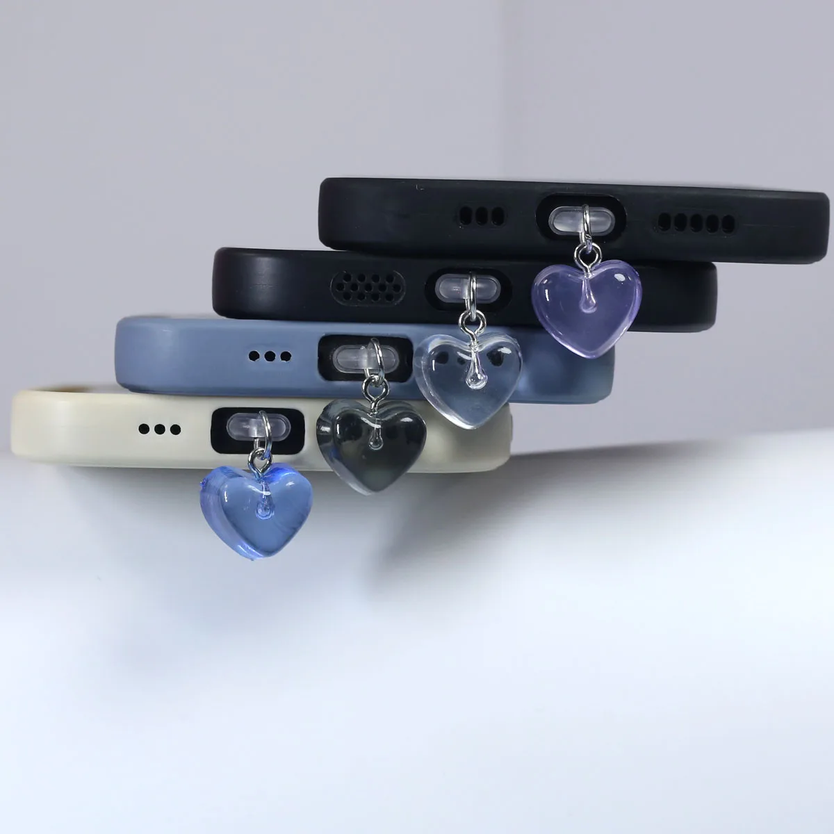 Transparent Heart-Shaped Beautiful Phone Dust Plug Pendant Accessory For Iphone For Samsung Type-C Charging Port Dust Plug