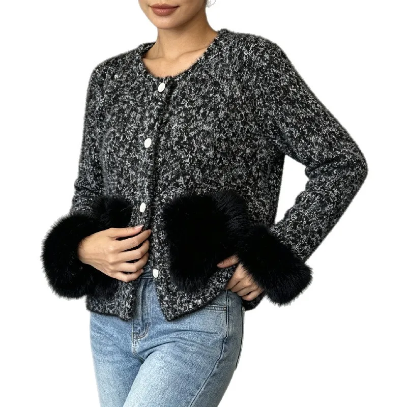 Autumn and Winter French Small Fragrant Sweater Jacket Women's Loose Foreign Style Imitation Mink Knitted Cardigan Top Women