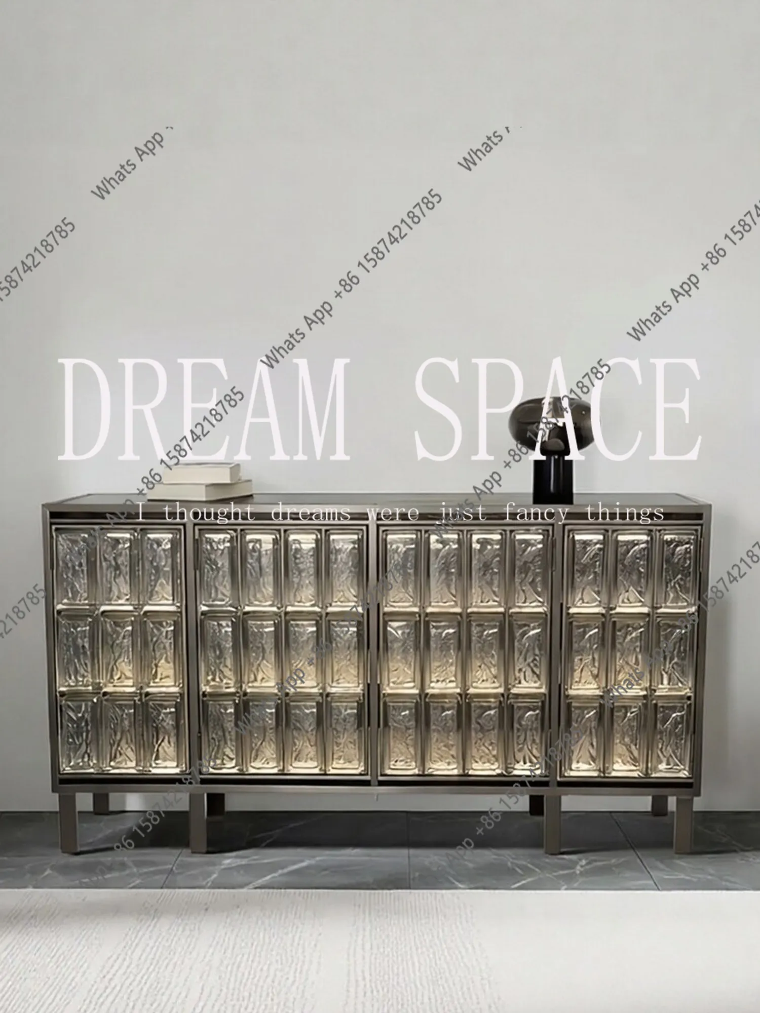 

Italian minimalist premium crystal glass brick dining side cabinet Home art antique locker Storage cabinet
