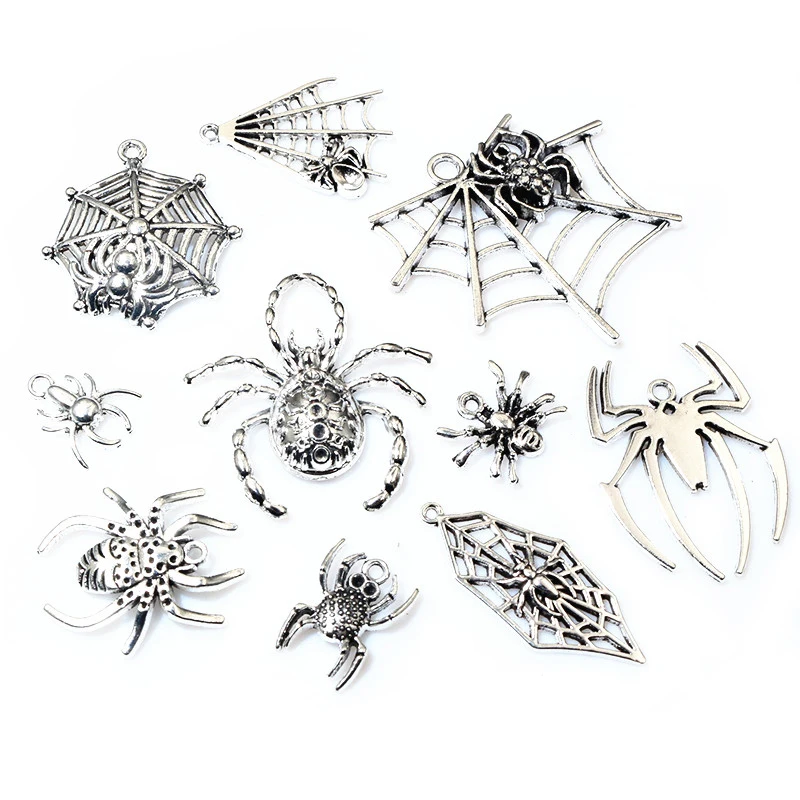 10-20pcs Antique Silver Plated Spider Handmade Charms Pendant DIY Jewelry Making Accessories Findings for Bracelet Necklace