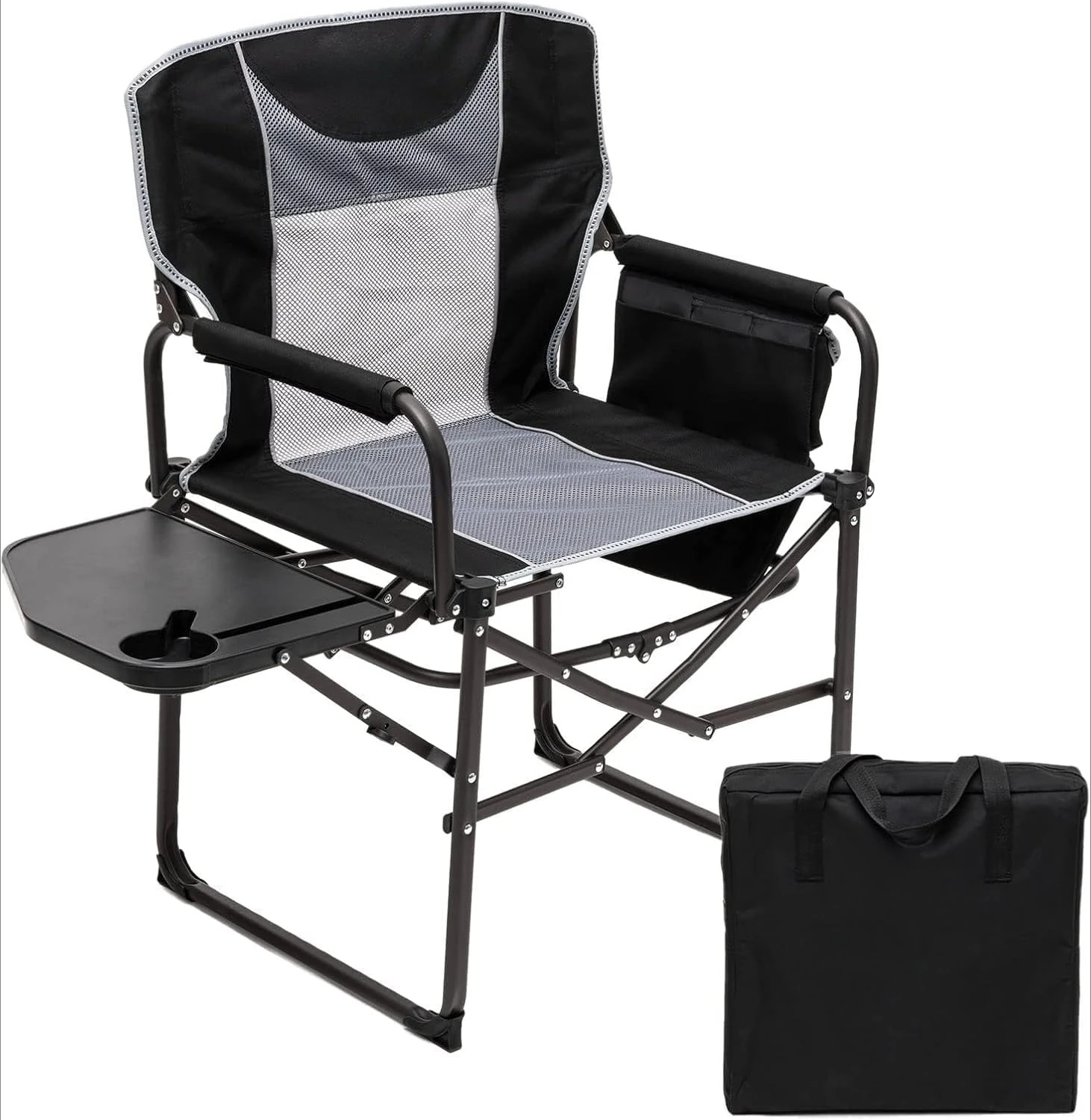 Outdoor Camping Table With Storage - Oversized Folding Directors Chair, Portable Camping