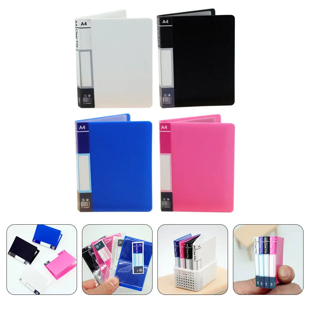 

4Pcs Miniature Dollhouse File Folder Realistic Office Accessories Tiny Folder Set for DIY Study Room Decoration