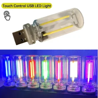 LED Touch Dimming Night Light, 5V USB Retro Filament Edison Decor Lamp, Adjustable Brightness Ambient Lighting for Bedroom Car