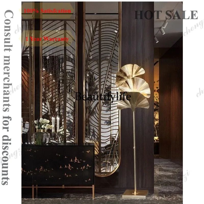 R134 Ginkgo Biloba Leaf Living Room Bedroom Bedside Table Lamp New Chinese Decoration High-end Atmosphere Floor Lamp