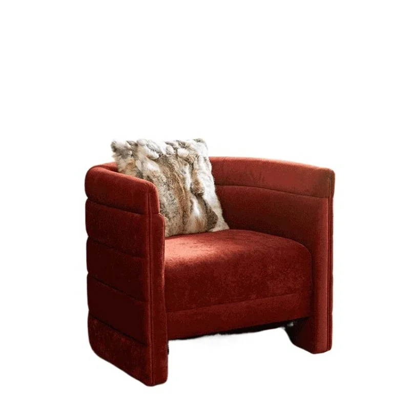 

French retro, medieval single chair, living room light luxury fabric sofa chair