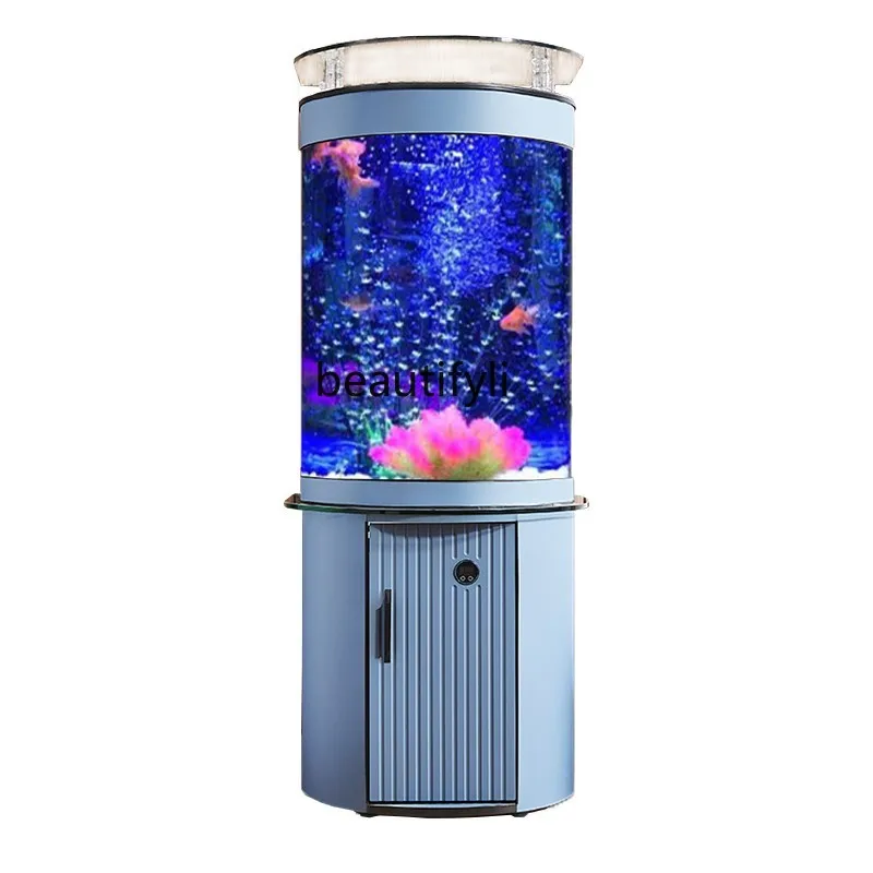 Semicircle Bottom Filter Glass Fish Tank Fish Globe Ecological Automatic Circulation against the Wall Aquarium