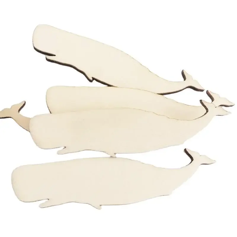 

10pcs Whale Shaped Wood Fish Wooden Cutout Blank Slices Wooden Tags Art Ornaments for Beach Nautical Decor Christmas