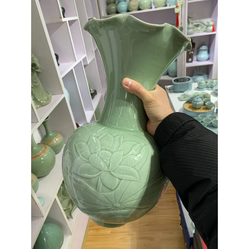 

Ru kiln vase ornament, living room flower arrangement ornament, high-end light luxury ceramic vase ornament opening