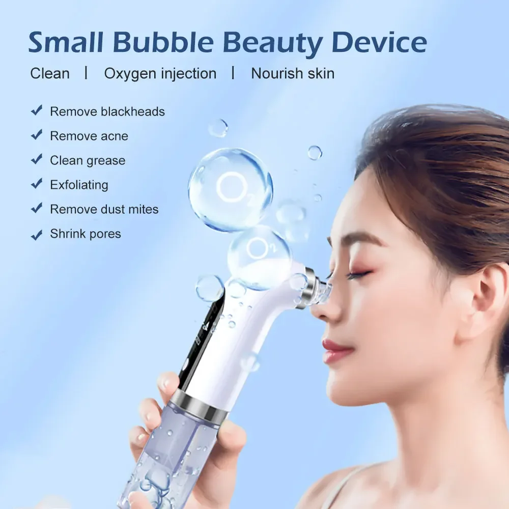 Microbubble Blackhead Remover Vacuum Suction Rechargeable Small Bubble Pore Acne Skincare Electric Face Nose Cleaner Device