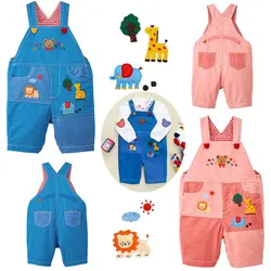 2-5Y Japanese Children's Overalls Boys and Girls Cartoon Bear Suspenders Shorts Baby Casual Pants Korean Kids Clothes Pantalones