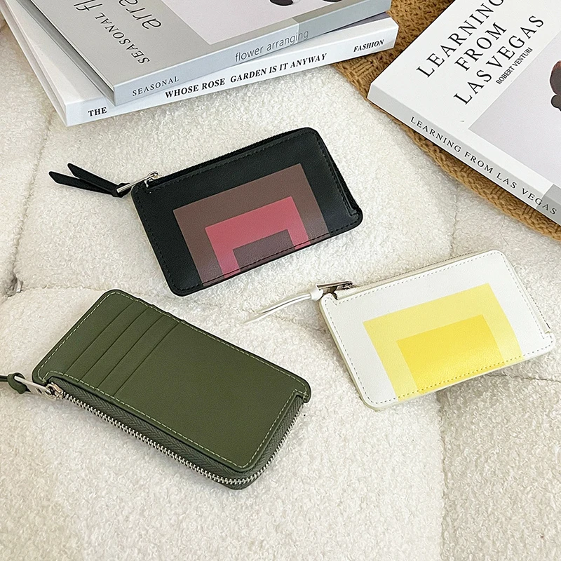 Custom Name Fashion Card Wallet For Woman Luxury Design Cowhide Zip Coin Purse Personalized Business Lady Casual Card Holder Bag view 6