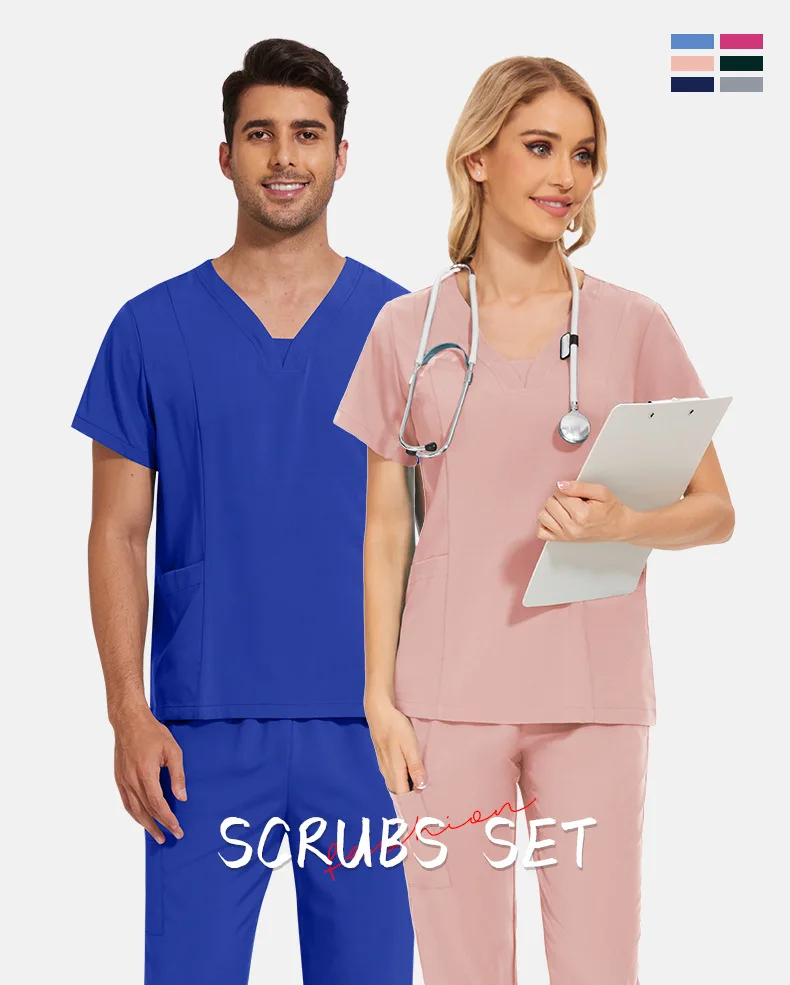 

Men Medical Uniforms Women Scrubs Sets Hospital Surgical Gowns Nurses Doctors Clothes Dental Clinic Salon Spa Workwear Clothing