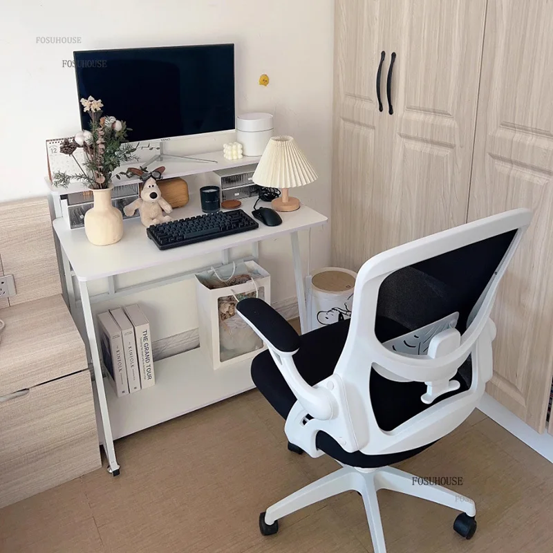 مكاتب الكمبيوتر الاسكندنافية المنزلية واحدة طبقة مزدوجة مكتب كمبيوتر صغير بسيط شقة صغيرة غرفة نوم طالب مكتب قراءة صغير #5