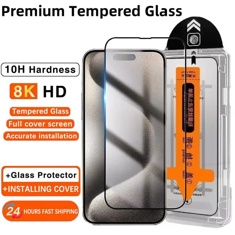 واقي شاشة من الزجاج المقسى لهاتف آيفون 16 15 14 13 12 11 17 Pro Max 16e طبقة رقيقة واقية iPhone16 Pro Max XR X XS 7 8 16Plus