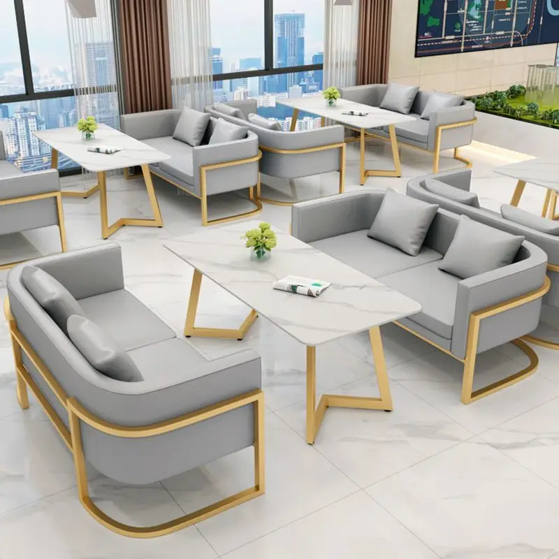 custom. [Light Luxury Texture] Simple Café Negotiation Table and Chairs Sales Office Reception Rest Area Reception Sofa Receptio