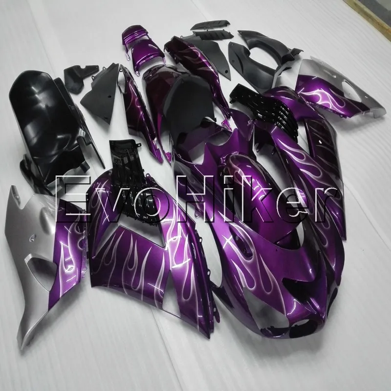 

injection Fairings kit for ZX-14R 2006 2007 2008 2009 2010 2011 silver flames ZX14R 06 07 08 09 10 11ABS Plastic Bodywork Set