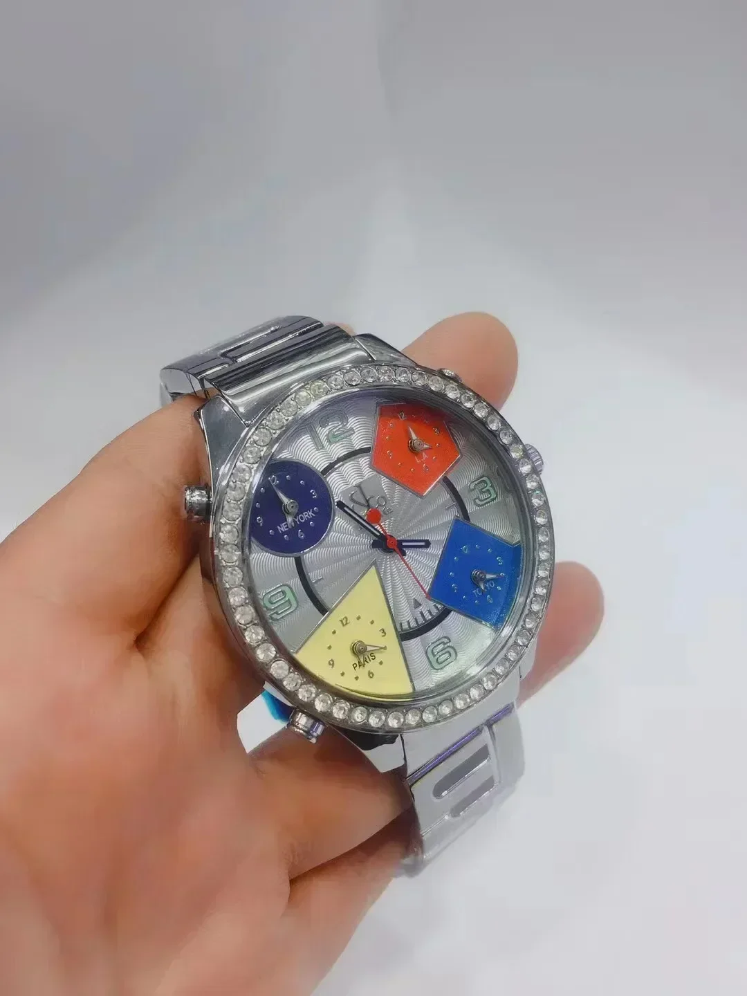 Reloj de cuarzo de lujo para hombre, acero inoxidable, hip hop, Azul, Negro, diamantes