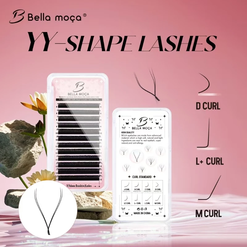 Bella moça YY Lashes 8-14mm D Curl 0.07 Ciglia morbide naturali nere