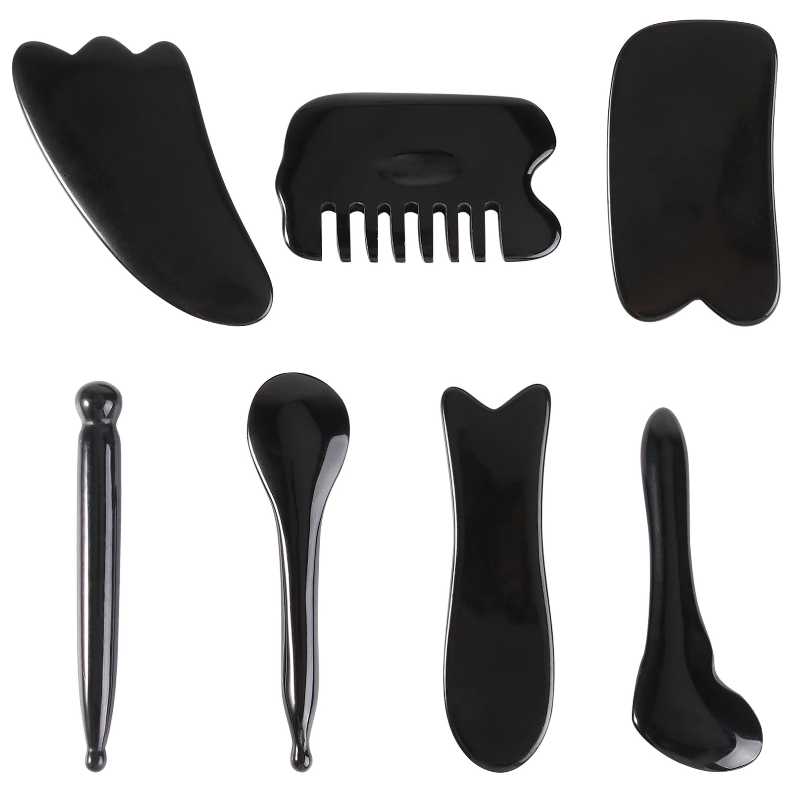 1Set Nero Raschietto Set Strumenti di Massaggio Raschietti In Resina per Il Recupero Muscolare Sollievo Dal Dolore Massaggiatori di Bellezza Terapia Meridiana