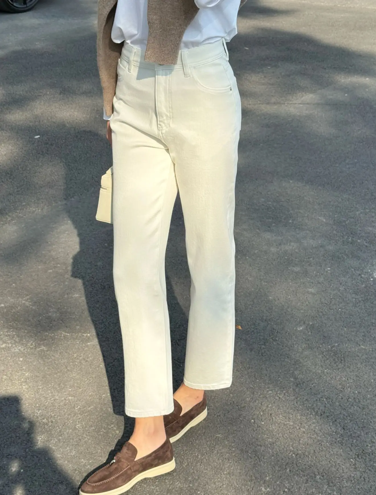 

High Waist Straight Leg Slimming Jeans Women's Faion Spring New Sle French Breadsti Design Classic Retro Cotton Stretch
