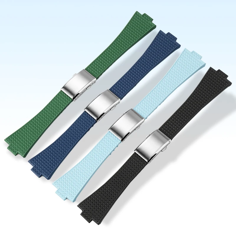 محدب نهاية فلورو المطاط حزام لتيسو PRX سلسلة سوبر لاعب 40 مللي متر الرجال الإفراج السريع للطي مشبك استبدال حزام (استيك) ساعة 12 مللي متر #2