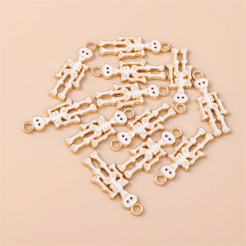 20pcs 10x26mm Cute Enamel Skeleton Skull Man Charms for Jewelry Making Pendants Necklaces Earrings Bracelets DIY Crafts Supplies