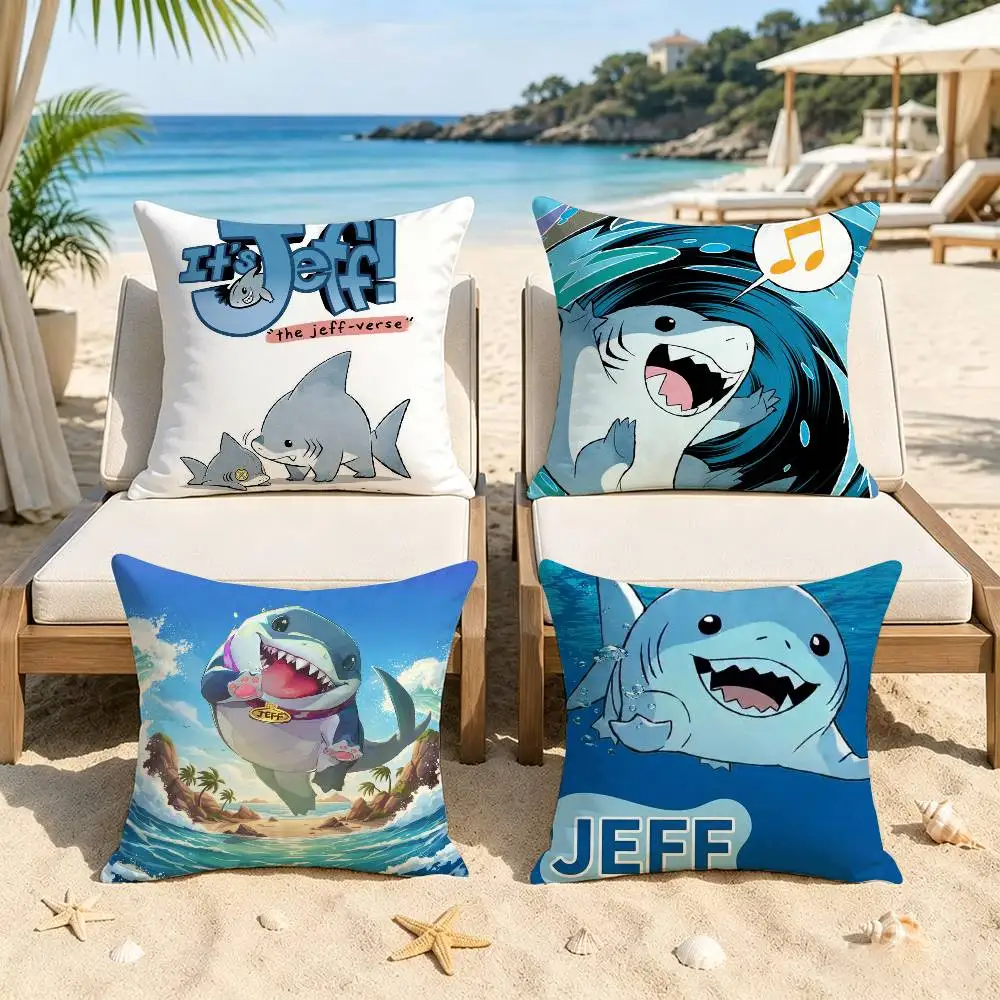 Cute Jeff The Land S-Shark Square   Pillow Cushion Cover Pillowcase Living Room Sofa Home Decor Customized
