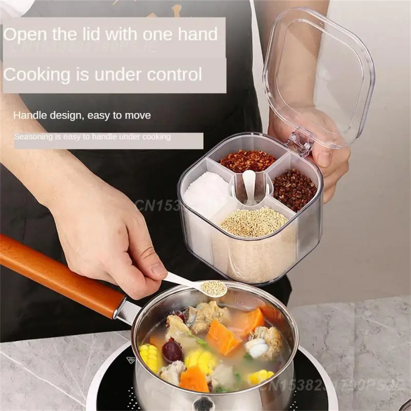 

Seasoning Box Durable Dustproof Food Grade Material Three Colors Seasoning Jar Four In One Seasoning Box Removable Washable
