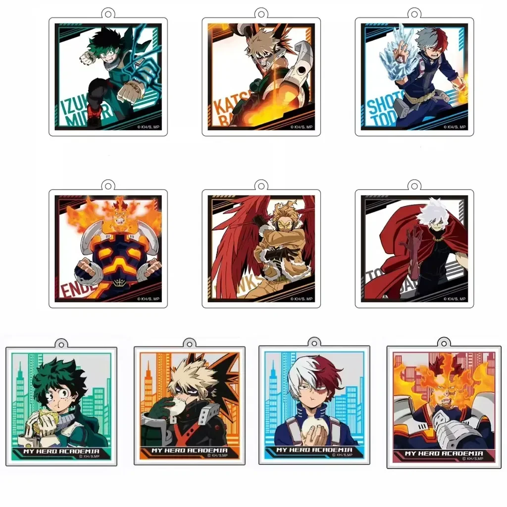 Game Endeavor Midoriya Izuku Todoroki Shouto Keychain Doll Anime Acrylic Keyring Pendant for Gift