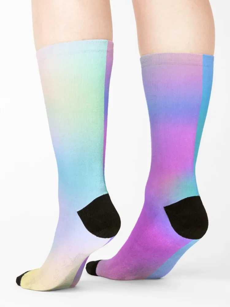 Iridescent Holo Gradient Colors Socks sheer designer brand fashionable Women's Socks Men's