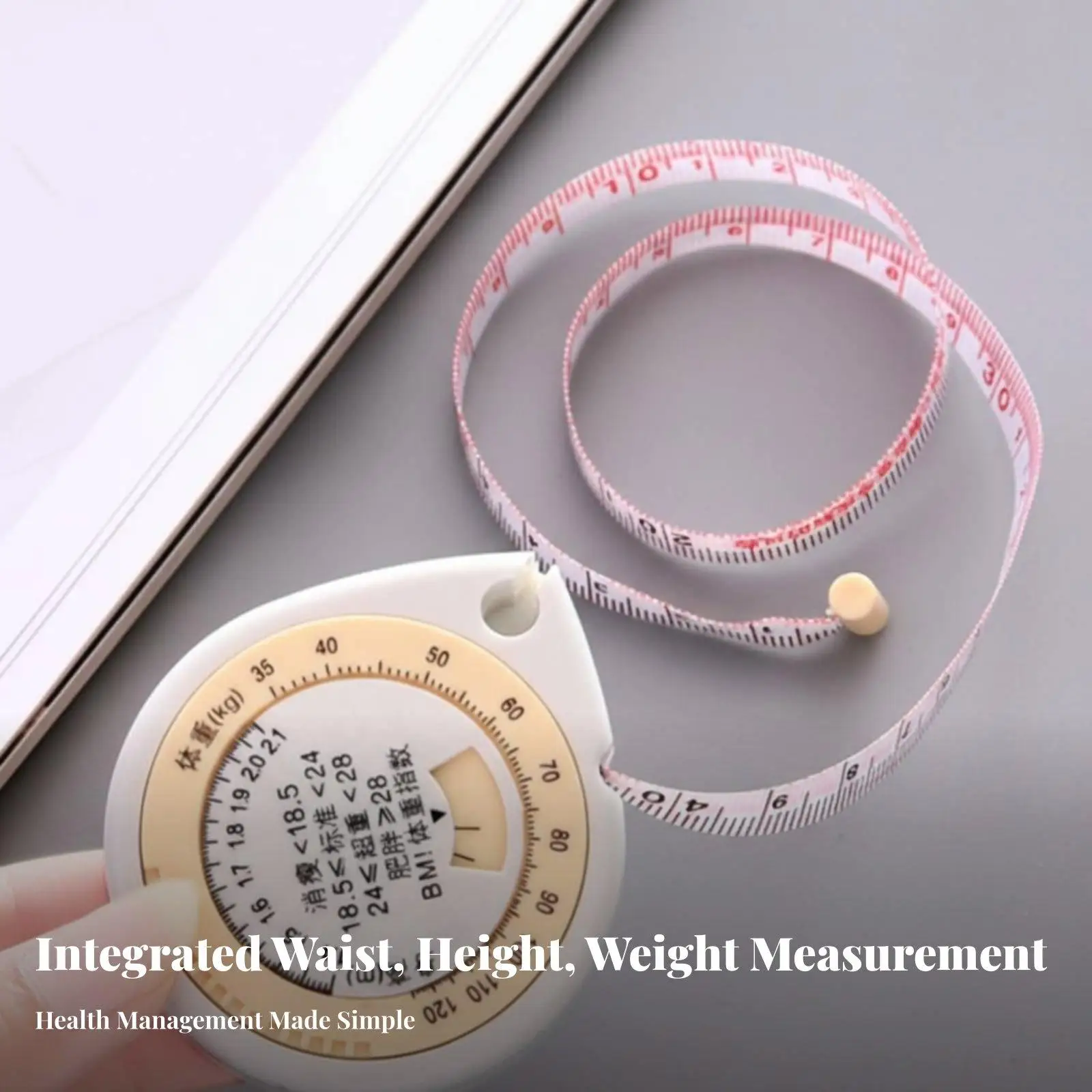 Portable Retractable Ruler 150cm Body Tape Measure for Gym Fitness Home Sewing Double Sided Inch and CM Markings