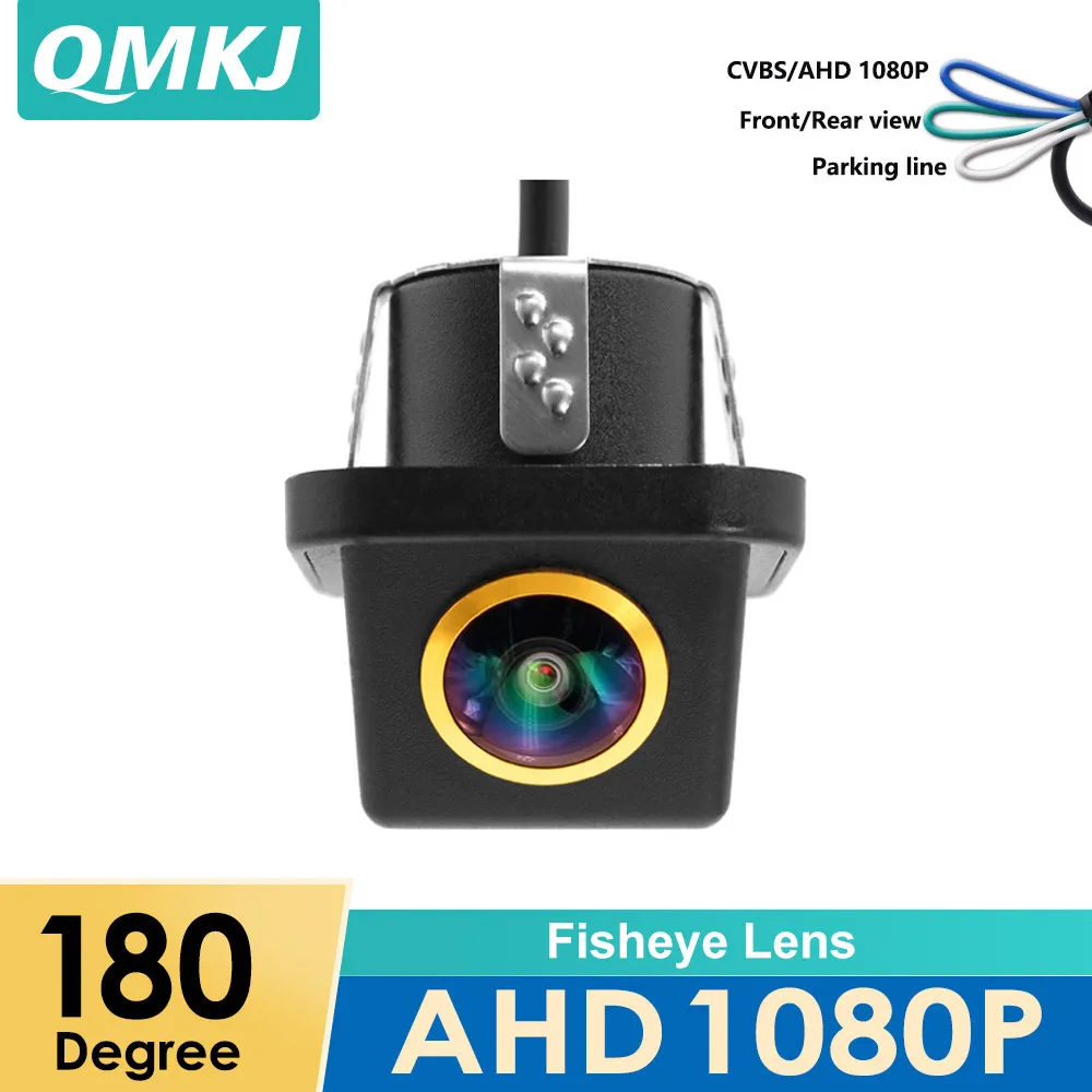 

QMKJ AHD 1080P For Car Rear View Backup Parking Camera Car Reversing HD Night Vision Fisheye Golden Lens CCD Ntsc Backup Camera