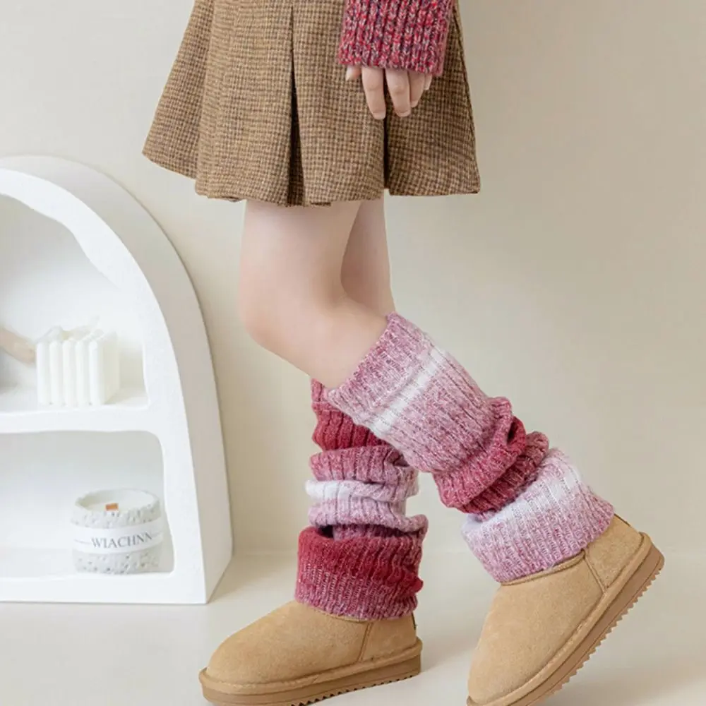 Korean Style Children's Leg Warmers JK Harajuku Knitted Leg Cover Foot Cover Long Stockings Gradient Color Socks Children's