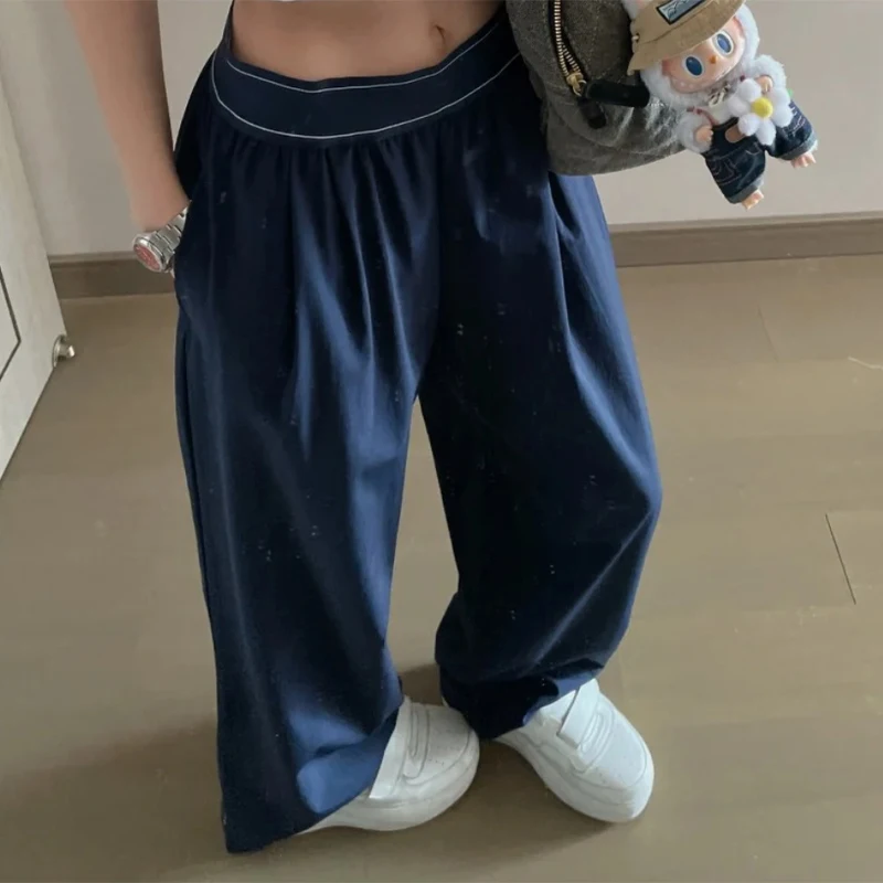 Pantalones rectos de Yoga para mujer, cintura elástica de pierna ancha para ejercicio, pantalones femeninos de secado rápido, pantalones de calle informales a la moda para mujer