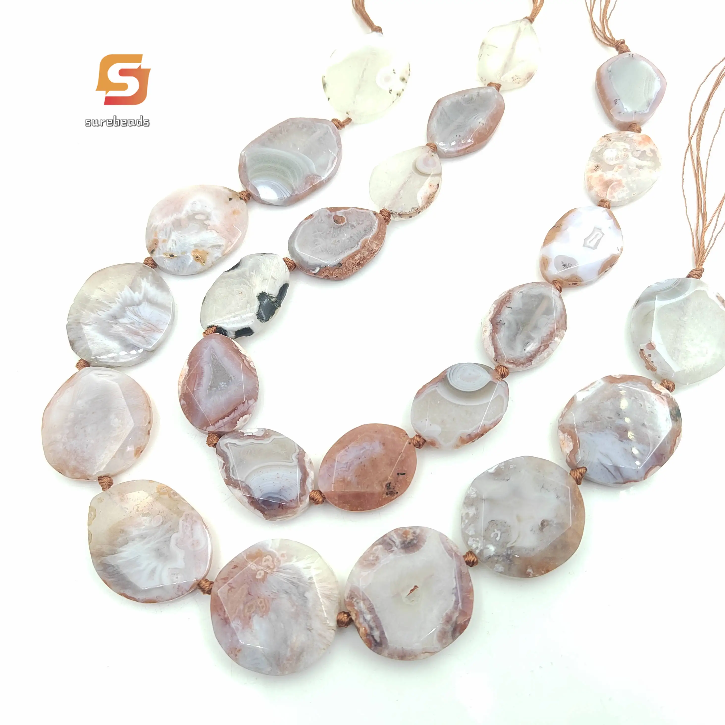 Freedom Slab Faceted Druzy Agate Loose Beads Bulk,15.5