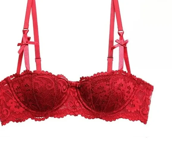 KUCLUT Xmas Red Bra! Slimming Adjustable Demi Cup, Small Bust Gathering Set | Ultra Thin Lingerie 32A-42D 50K+ Sold!