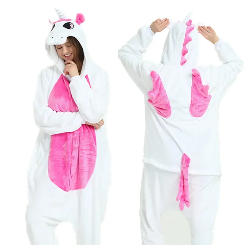 New Animal Adult Pink Unicorn Onesie Women Men Kigurumi Pajama Cartoon Costume Halloween Party Jumpsuits Suit Sleepwear 3T-XL