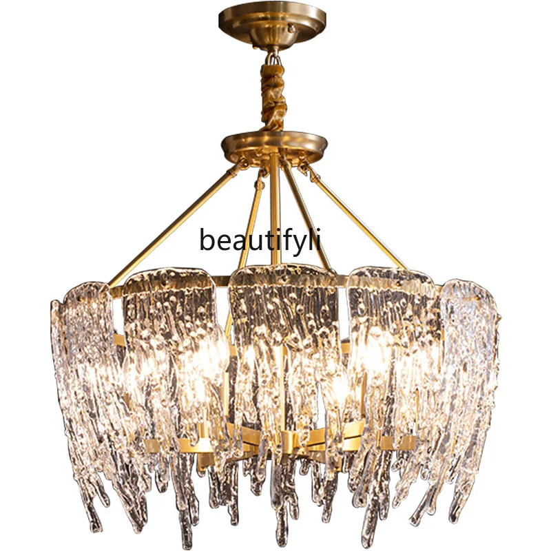 

LBX Post-Modern Simple and Light Luxury Crystal Chandelier Living Room Art Creative Dining-Room Lamp Copper Lamps