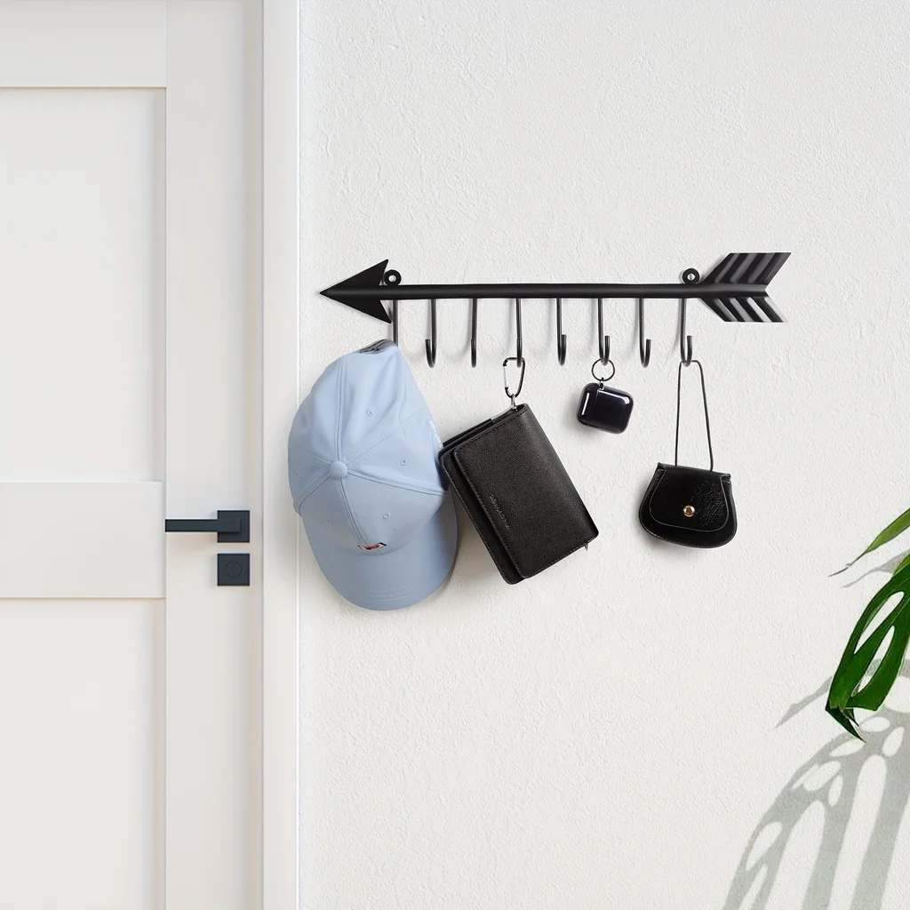 1pc Wall Mounted Arrow Shaped Key Holder, Decorative Key Holder, Household Organizer Key Hanger Rack Towel Rack，Coat rack