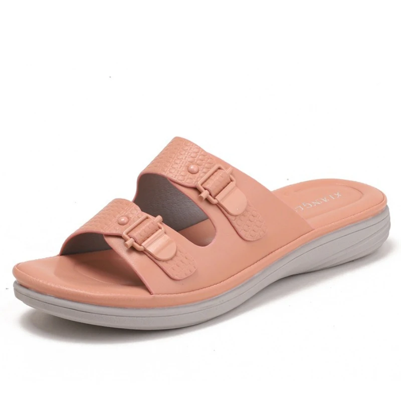 

Женские повседневные шлепанцы на танкетке, нескользящие пляжные сандалии, удобные слипоны для воды, низкий каблук, подошва из ПУ