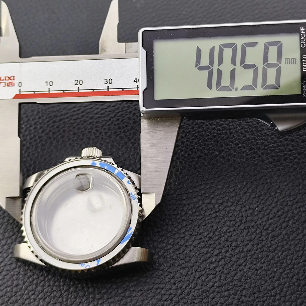 40.5MM Sapphire glass GMT Bidirectional Rotation No bezel watch case fit NH34/35/36 Movement Fit 28.5mm Dial Accessories Parts