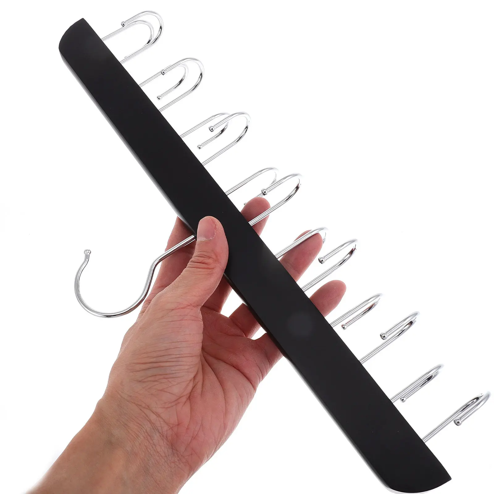 Wooden Pants Hangers for Jeans with Hooks Sturdy Space Saving Closet Organizer Heavy Duty Clothes Hangers Leggings Hanger