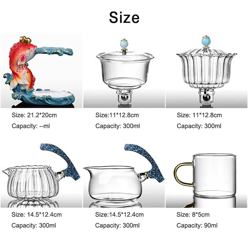 BOZZH New Arrival Creative Fish Magnetic Teapot Glass Lazy Automatic Tea Making Household Pu'er Oolong Tea Set Infuser Drinking