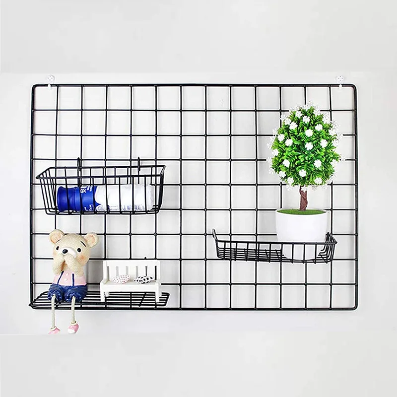 Grid Photo Wall Accessories Hanging Basket Wrought Iron Wall Decoration Creative Wall Decorations Hanging Decoration Wall Indoor