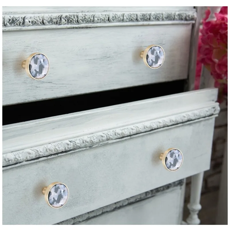 European Zinc Alloy Cabinet Door Handles Marble Vein Gold Kitchen Drawer Pulls Furniture Hardware