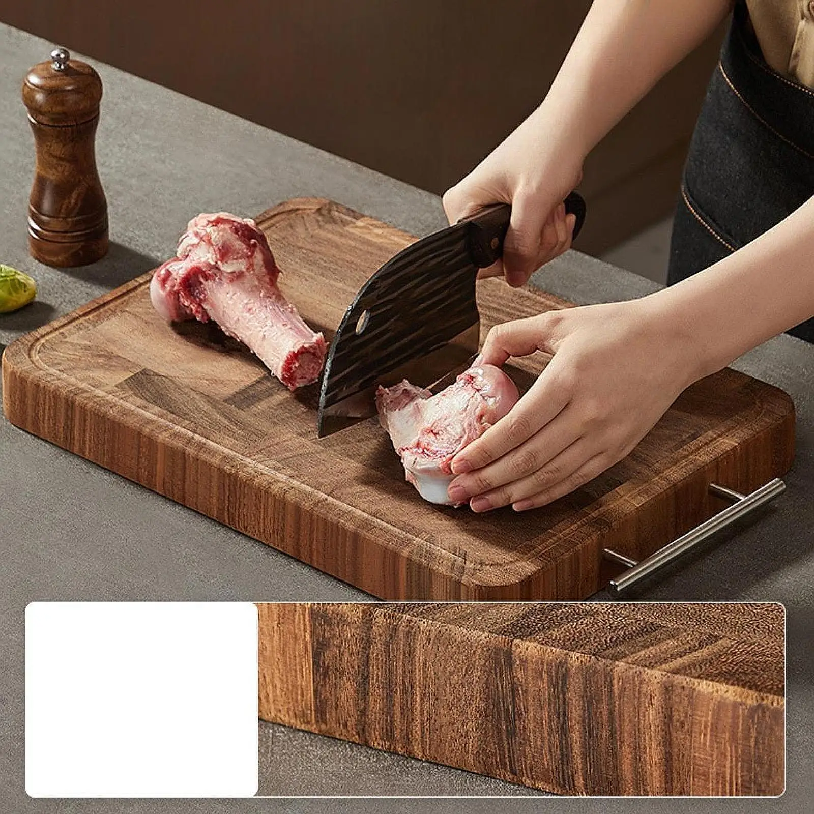 Chopping Board Portable Serving Tray Decorative with Juice Groove Wooden Cutting Board for Fruits Meat Vegetables Cheese Bread